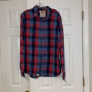 Vans Mens Flannel, Large, blue & red